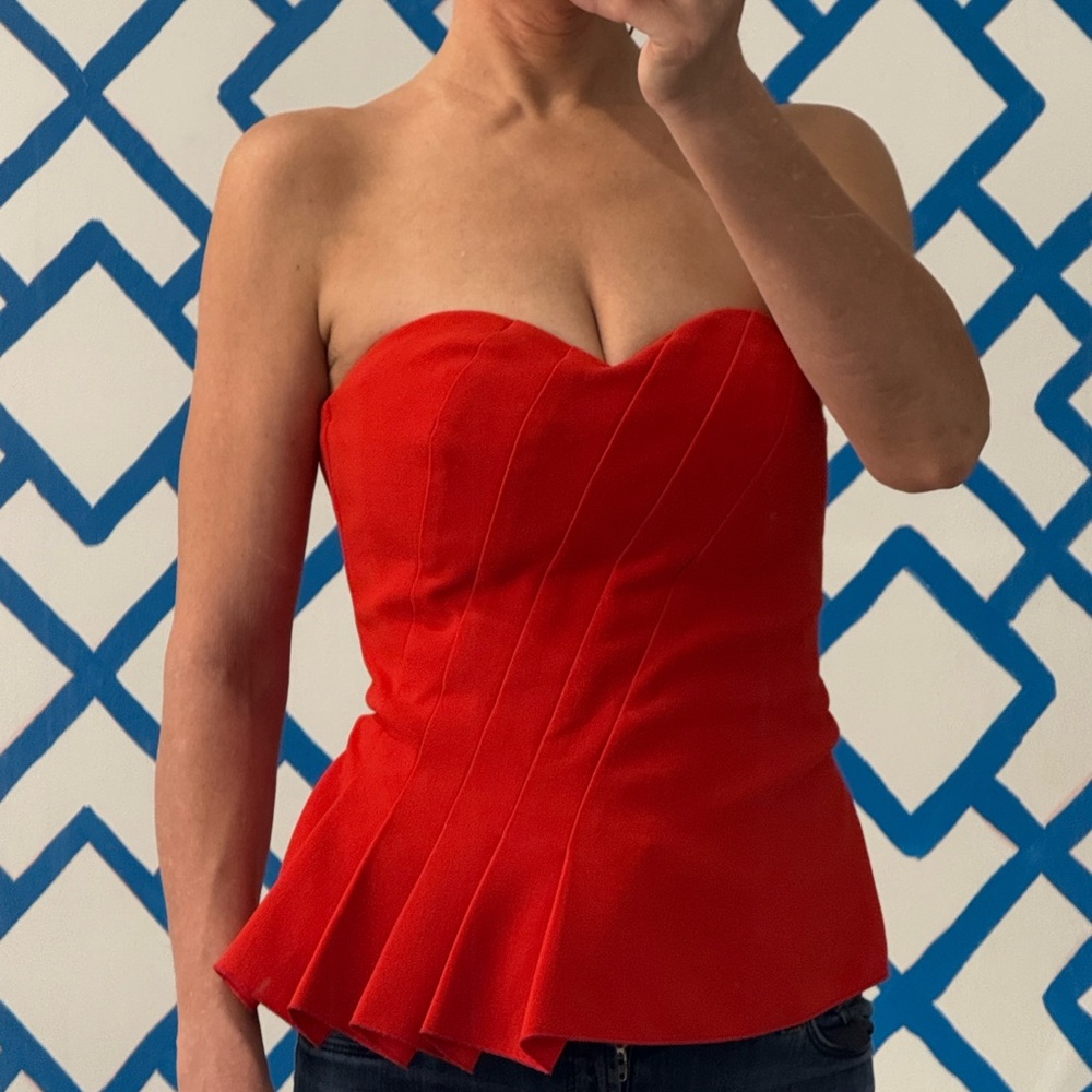 Trina Turk Red Strapless Bustier, NWT